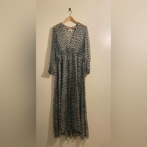 GIADA FORTE SILK Elegant Leopard Print Maxi Dress. Size L